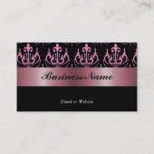 Black White Pink Damask Visitekaartje (Achterkant)