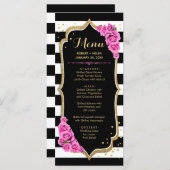 Black White Pink Gold-menukaart Programmakaart (Voorkant / Achterkant)