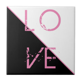 Black White Pink Love Abstract Art Tegeltje