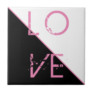 Black White Pink Love Abstract Art Tegeltje