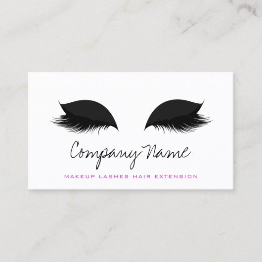 Black White Pink Makeup Artist Lashes Extension Afsprakenkaartje (Voorkant)