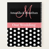 Black White Pink Monogram Script Polka Dot Weddens Planner (Achterkant)