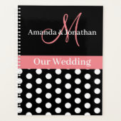 Black White Pink Monogram Script Polka Dot Weddens Planner (Voorkant)