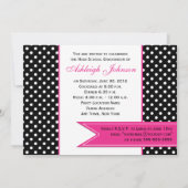 Black White Pink Polka Dot Photo Afstuderen Invite Kaart (Achterkant)