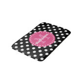 Black White Pink Polka Dots Monogram Badmat (Gekanteld)