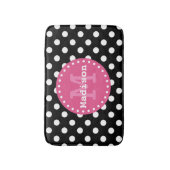 Black White Pink Polka Dots Monogram Badmat (Voorkant Verticaal)