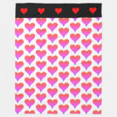 Black White Pink Purple Red Hearts Pattern Fleece Deken (Voorkant)