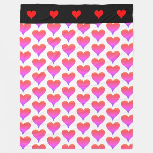 Black White Pink Purple Red Hearts Pattern Fleece Deken (Voorkant)