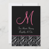 Black White Pink Zebra Flame Weddenschap Metallic Kaart (Achterkant)