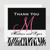Black White Pink Zebra Weddenschap Hartelijk dank Bedankkaart (Voorkant / Achterkant)