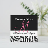 Black White Pink Zebra Weddenschap Hartelijk dank Bedankkaart (Staand voorkant)