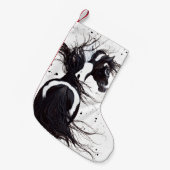 Black White Pinto Paint Horse-kerststop Kleine Kerstsok (Voorkant (Hangend))