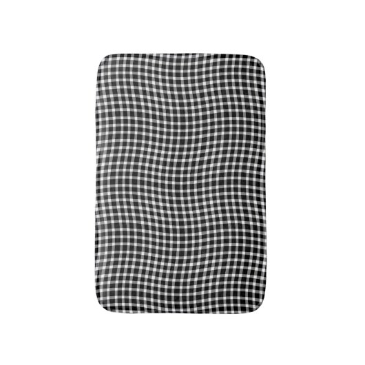 Black White Plaid Checker Seamless Pattern Badmat (Voorkant Verticaal)