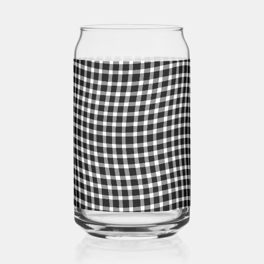 Black White Plaid Checker Seamless Pattern Blikvorm Glas (Achterkant)