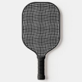 Black White Plaid Checker Seamless Pattern Pickleball Paddle