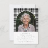 Black White Plaid Sympathy Fotobegrafenis Bedankkaart (Voorkant)