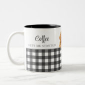Black White Plaid Waterverf Golden Retriever Tweekleurige Koffiemok (Links)