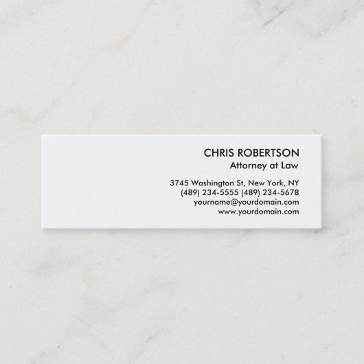 Black White Plain Skinny Slim Size-Visitekaartje Mini Visitekaartje (Voorkant)