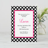 Black & White Poka Dot 40th Birthday Invitation Kaart (Staand voorkant)