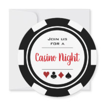 Black White Poker Chip Casino Night Birthday