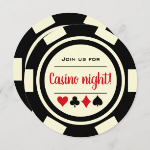 Black White Poker Chip Casino Night Kaart
