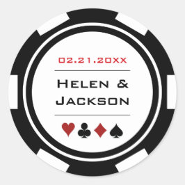 Black White Poker Chip Casino Wedding Ronde Sticker