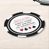Black White Poker Chip Dansant Drink Wedding Ronde Kartonnen Onderzetter (Gebogen)