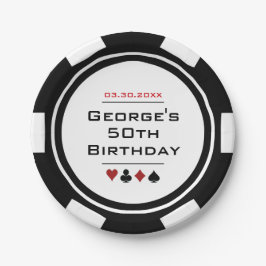 Black White Poker Chip Las Vegas Casino Birthday Papieren Bordje