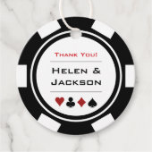 Black White Poker Chips Bedankt Vegas Weddenschap Bedankjes Labels (Voorkant)