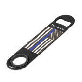 *~* Black White Police Thin Blue Line Flag Speed Flessenopener (Achterkant Gekanteld)