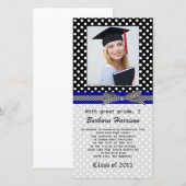 Black white polka dot Afstuderen Photo Card (Voorkant / Achterkant)