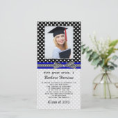 Black white polka dot Afstuderen Photo Card (Staand voorkant)