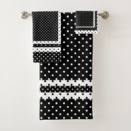 Black White Polka Dot Bad Handdoek
