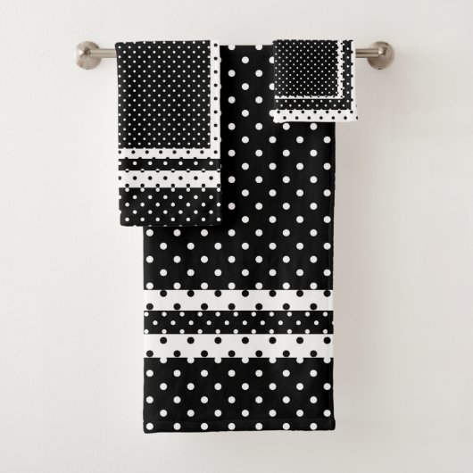 Black White Polka Dot Bad Handdoek (Insitu)