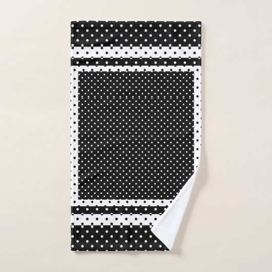Black White Polka Dot Bad Handdoek (Handdoek)