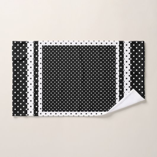 Black White Polka Dot Bad Handdoek (Handdoek)