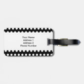 Black White Polka Dot Bagagelabel (Achterkant horizontaal)