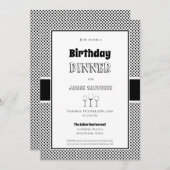 Black White Polka Dot Birthday Dinner Party Kaart (Voorkant / Achterkant)
