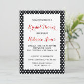 Black White Polka Dot Bridal Shower Invitations Kaart (Staand voorkant)