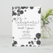 Black White Polka Dot Bubbles Laten we vieren Kaart (Staand voorkant)