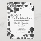 Black White Polka Dot Bubbles Laten we vieren Kaart (Voorkant / Achterkant)