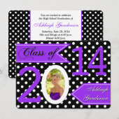 Black White Polka Dot Class of 2014 Photo Invite Kaart (Voorkant / Achterkant)