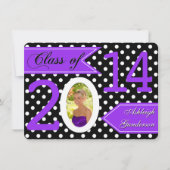 Black White Polka Dot Class of 2014 Photo Invite Kaart (Voorkant)