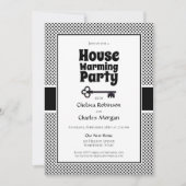 Black White Polka Dot Housewarming Party Kaart (Voorkant)