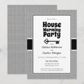 Black White Polka Dot Housewarming Party Kaart (Voorkant / Achterkant)
