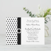 Black White Polka Dot Jewel Weddenschap Kaart (Staand voorkant)