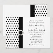 Black White Polka Dot Jewel Weddenschap Kaart (Voorkant / Achterkant)