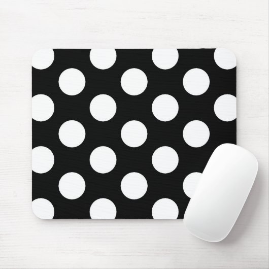 Black White Polka Dot - Mousepad Muismat (Met muis)