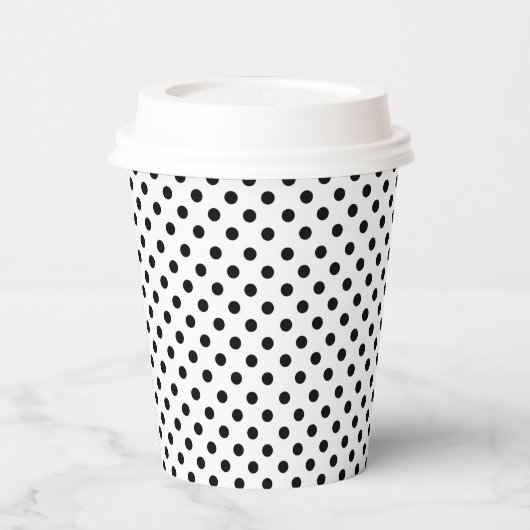 Black White Polka Dot Pattern Papieren Bekers (Links)