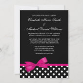 Black White Polka Dot Pink Bow Weddenschap Kaart (Voorkant)